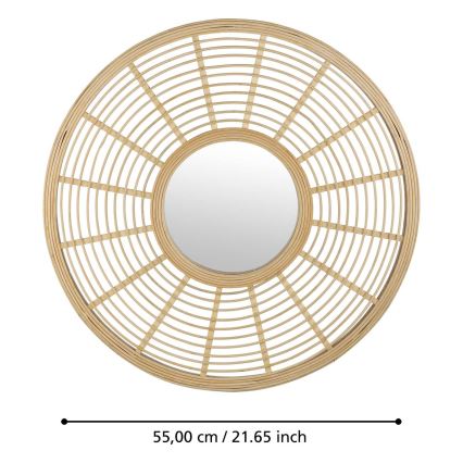 Eglo - Nástenné zrkadlo pr. 55 cm bambus