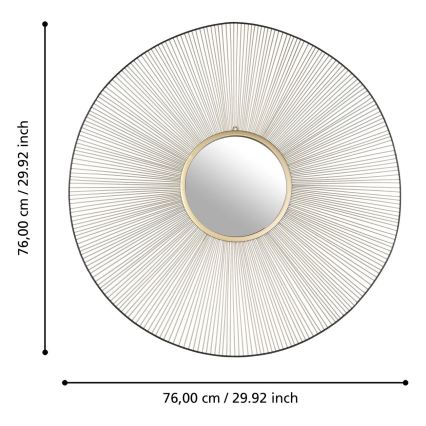 Eglo - Nástenné zrkadlo pr. 76 cm zlatá/čierna