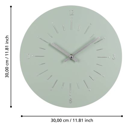 Eglo - Nástenné hodiny 1xAA pr. 30 cm zelená