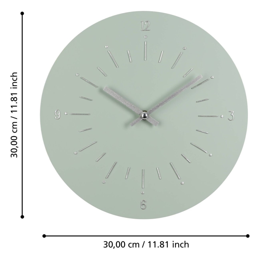 Eglo - Nástenné hodiny 1xAA pr. 30 cm zelená
