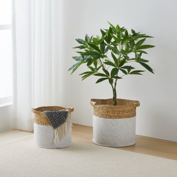 Eglo 426584 - SADA 2x dekoračných košov NANAE 30x31 cm biela/béžová