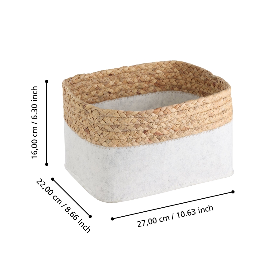 Eglo 426585 - SADA 3 ks dekoračných košíkov NANAE 16x27 cm biela/béžová