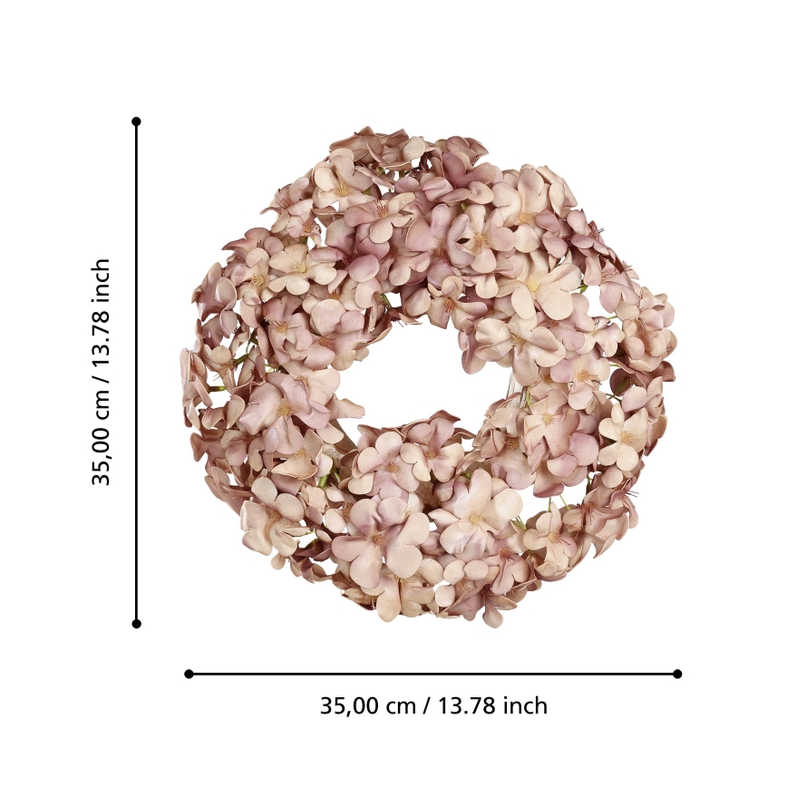 Eglo - Umelý kvetinový veniec pr. 35 cm ružová