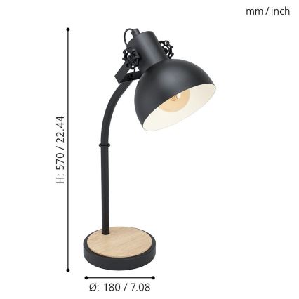 Eglo 43165 - Stolná lampa LUBENHAM 1xE27/28W/230V