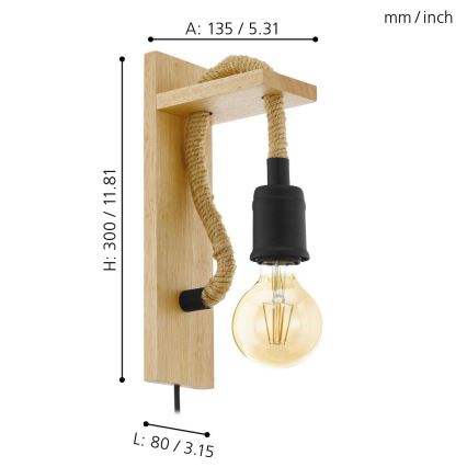 Eglo - Nástenné svietidlo 1xE27/28W/230V