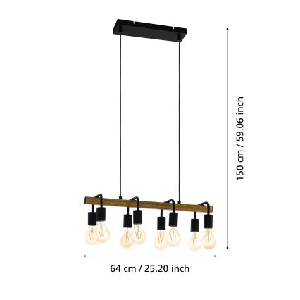 Eglo 43316 - Luster na lane ERRIBERA 8xE27/40W/230V dub/čierna