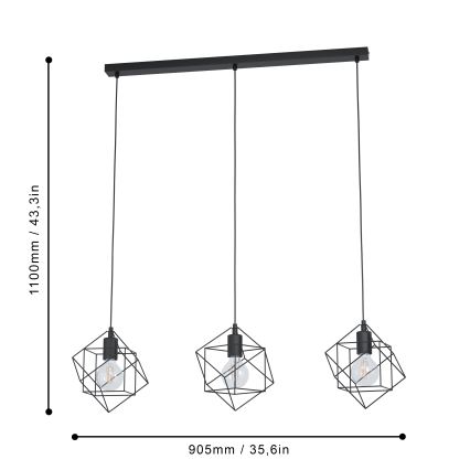 Eglo - Luster na lanku 3xE27/60W/230V
