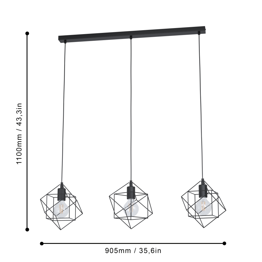 Eglo - Luster na lanku 3xE27/60W/230V
