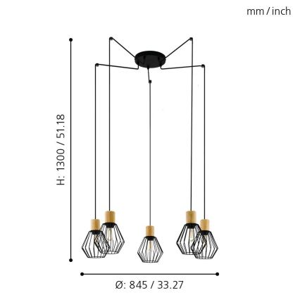Eglo - Luster na lanku 5xE27/60W/230V pavúk