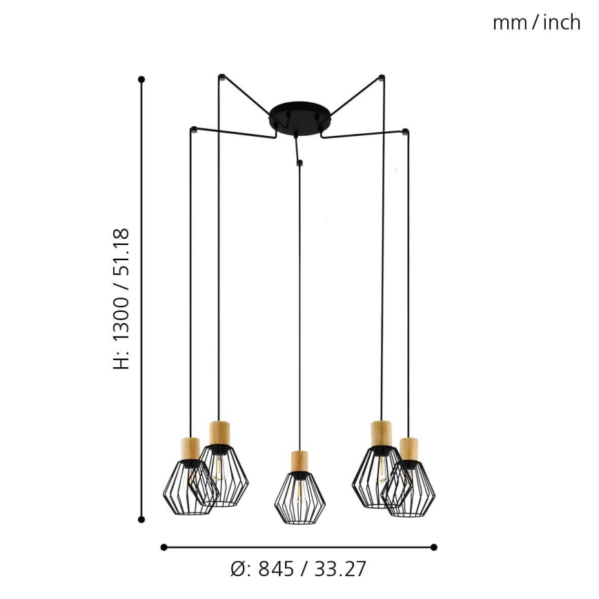 Eglo - Luster na lanku 5xE27/60W/230V pavúk