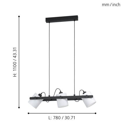 Eglo - Luster na lanku 3xE27/28W/230V