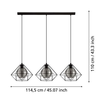 Eglo - Luster na lanku 3xE27/40W/230V