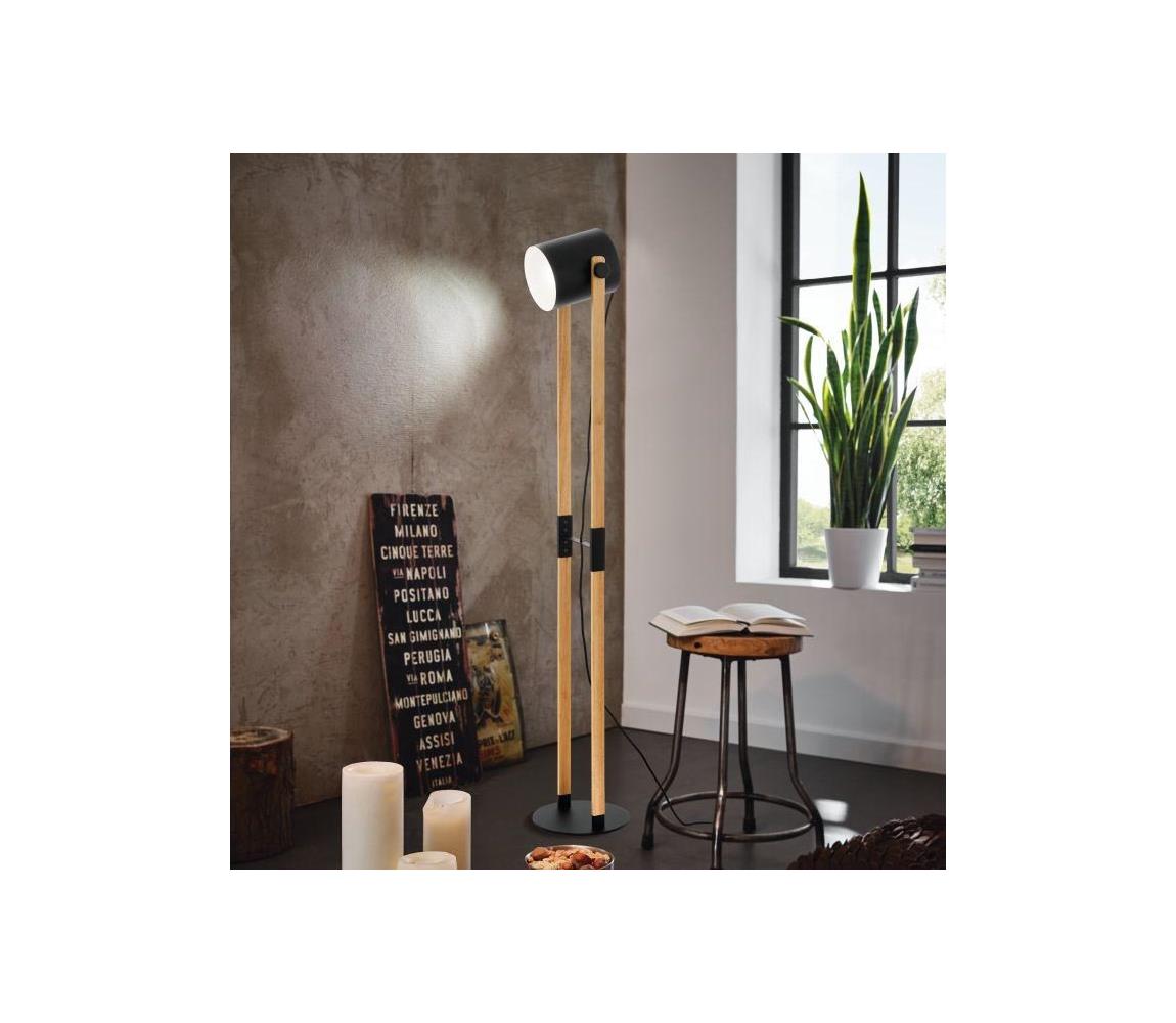 Eglo 43521 - Stojacia lampa HORNWOOD 1xE27/28W/230V - FSC certifikované