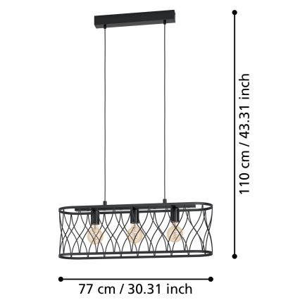 Eglo - Luster na lanku 3xE27/40W/230V