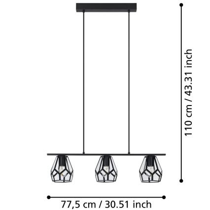 Eglo - Luster na lanku 3xE27/40W/230V