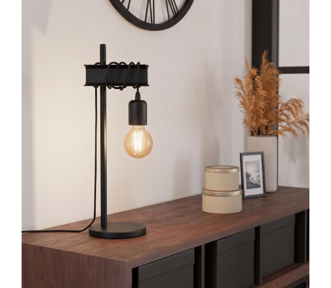 Eglo 43714 - Stolová lampa TOWNSHEND 1xE27/10W/230V čierna 43714