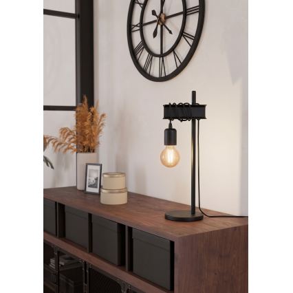 Eglo 43714 - Stolová lampa TOWNSHEND 1xE27/10W/230V čierna