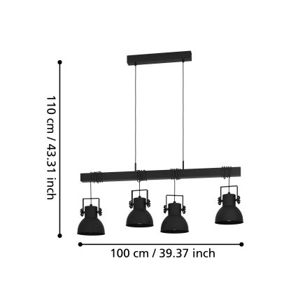 Eglo - Luster na lanku 4xE27/40W/230V