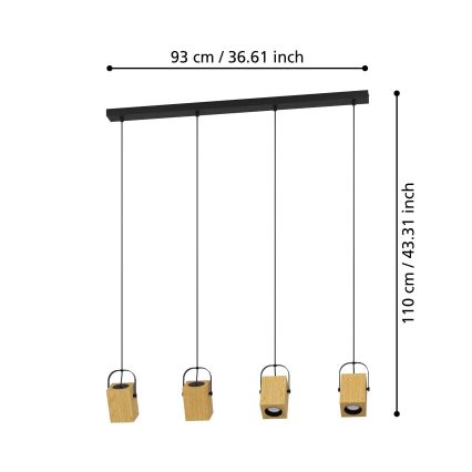 Eglo - LED Luster na lanku 4xGU10/3W/230V