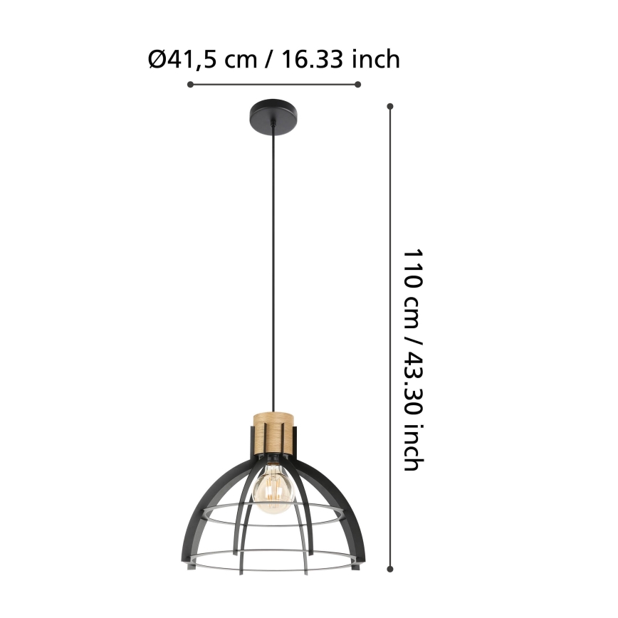 Eglo - Luster na lanku 1xE27/40W/230V čierna