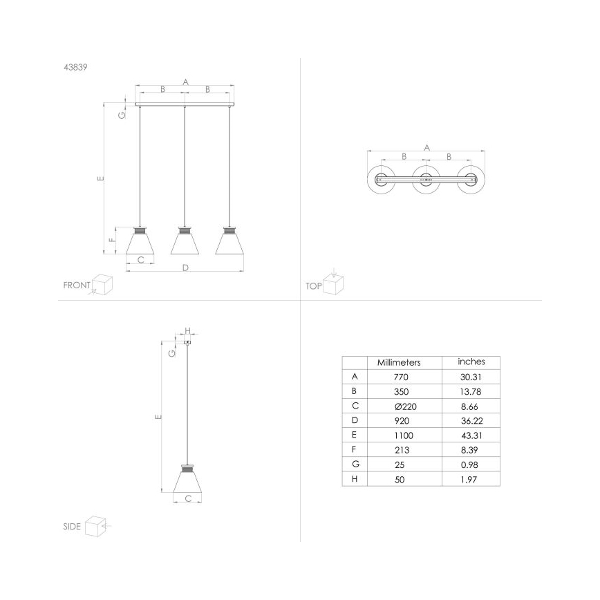 Eglo - Luster na lanku 3xE27/40W/230V