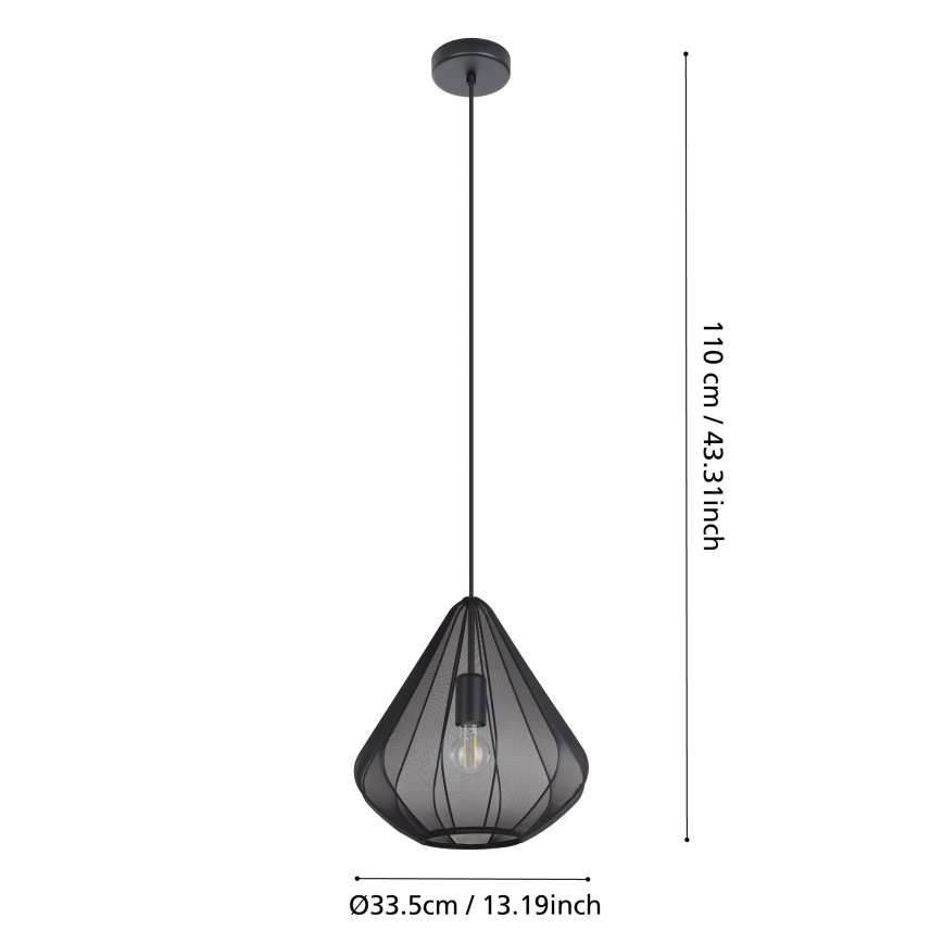 Eglo - Luster na lanku 1xE27/40W/230V pr. 33,5 cm čierna