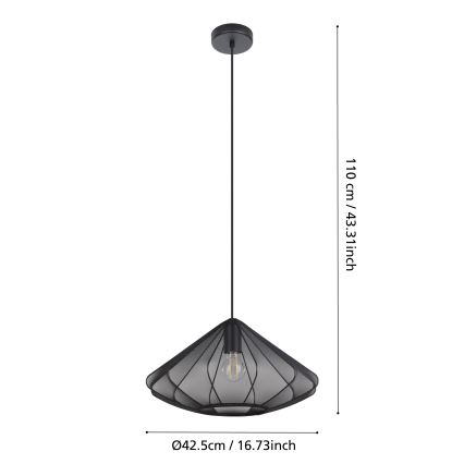 Eglo - Luster na lanku 1xE27/40W/230V pr. 42,5 cm čierna