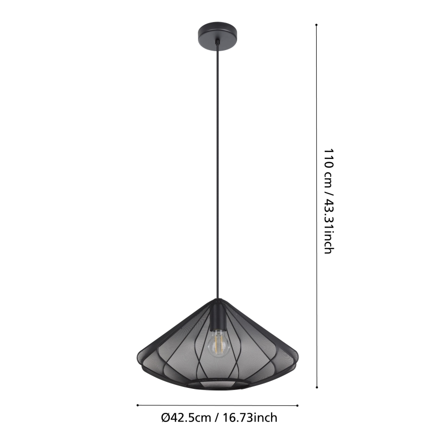 Eglo - Luster na lanku 1xE27/40W/230V pr. 42,5 cm čierna