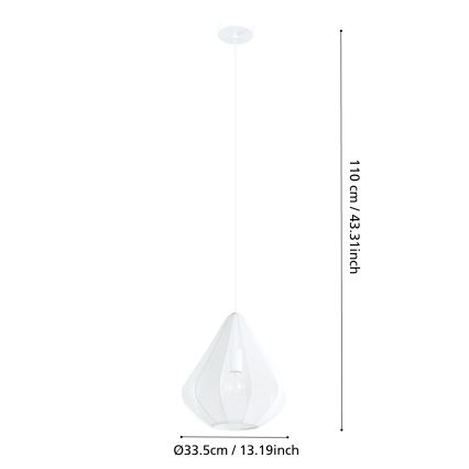 Eglo - Luster na lanku 1xE27/40W/230V pr. 33,5 cm biela