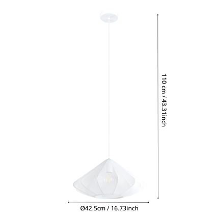 Eglo - Luster na lanku 1xE27/40W/230V pr. 42,5 cm biela