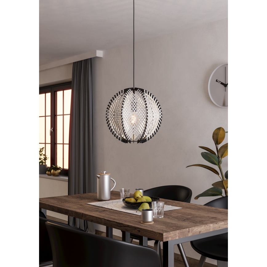 Eglo - Luster na lanku 1xE27/40W/230V pr. 40 cm biela/čierna