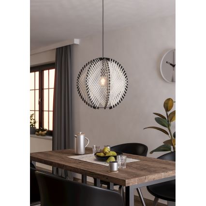Eglo - Luster na lanku 1xE27/40W/230V pr. 48 cm biela/čierna