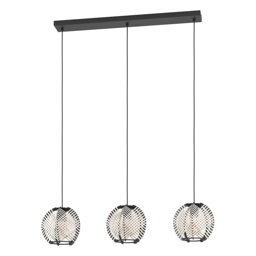 Eglo - Luster na lanku 3xE27/40W/230V biela/čierna