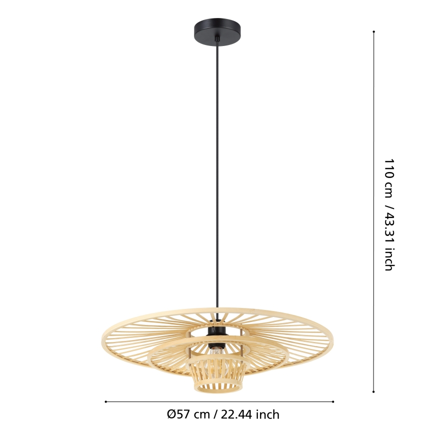 Eglo - Závesné svietidlo na lanku 1xE27/40W/230V bambus