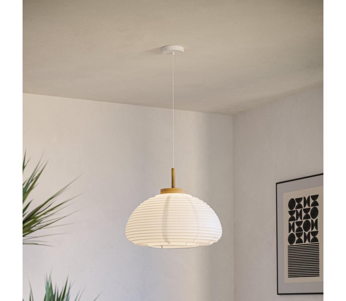 Eglo 44064 - Závesný luster SUMMERHILL na lane 1xE27/40W/230V pr. 40 cm biela/béžová 44064