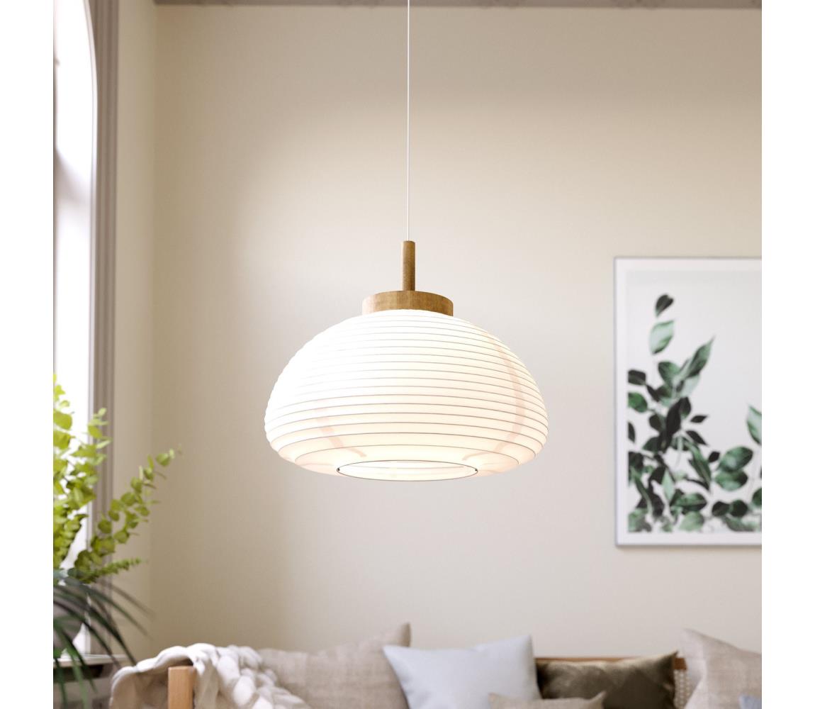 Eglo 44065 - Závesné svietidlo na lanku SUMMERHILL 1xE27/40W/230V pr. 55 cm biela/béžová 44065