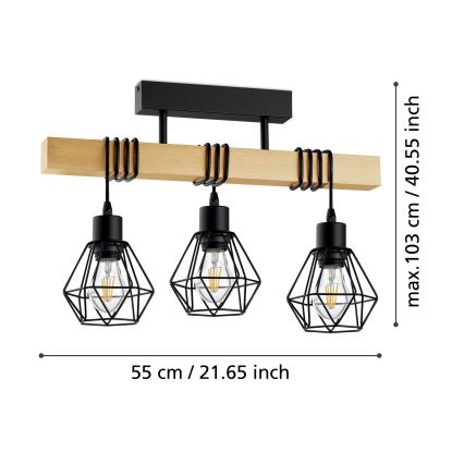 Eglo - Prisadený luster TOWNSHEND 3xE27/60W/230V