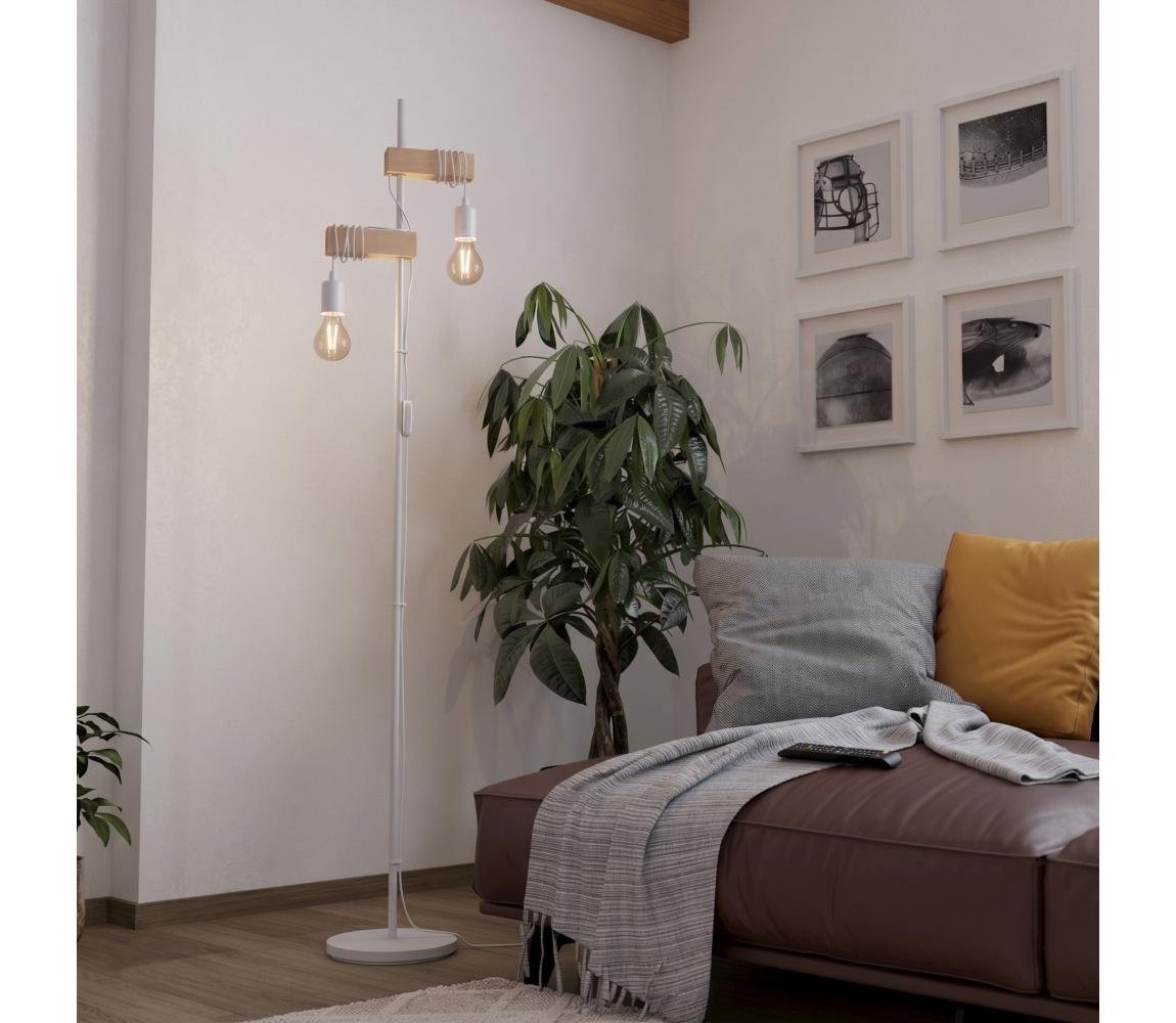 Eglo 44083 - Stojacia lampa TOWNSHEND 2xE27/10W/230V biela 44083