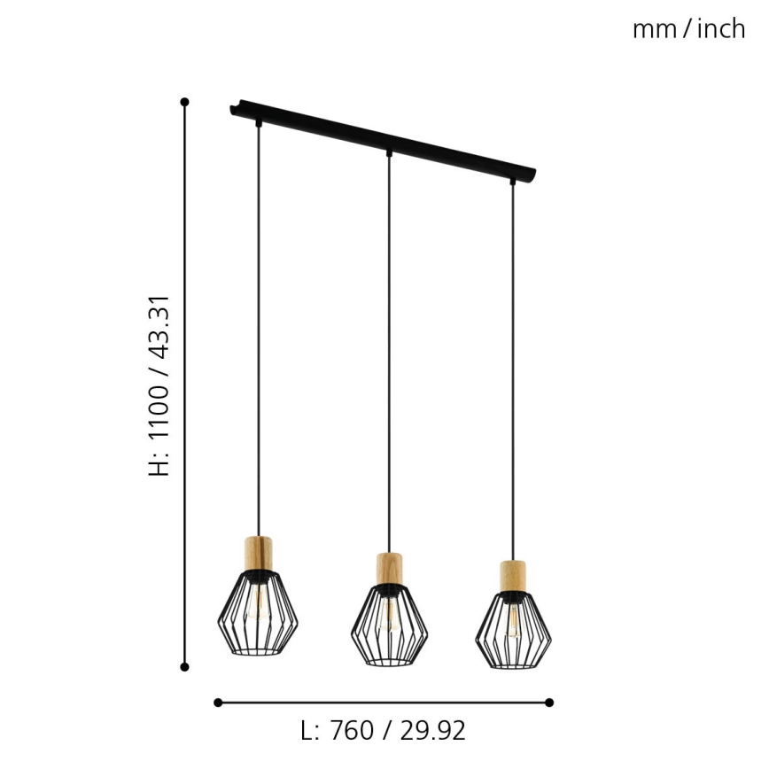 Eglo - Luster na lanku 3xE27/60W/230V
