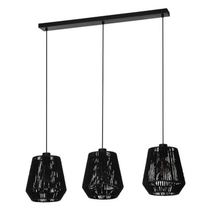 Eglo - Luster na lanku 3xE27/60W/230V čierna