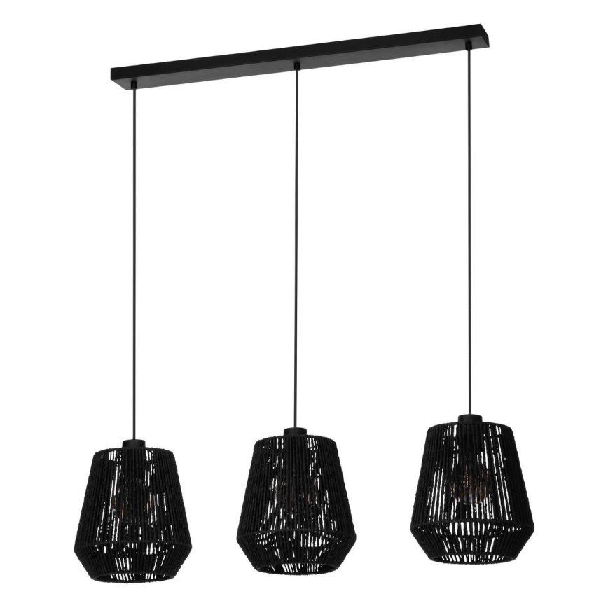 Eglo - Luster na lanku 3xE27/60W/230V čierna