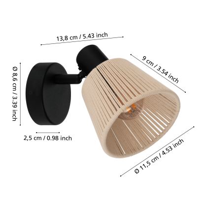 Eglo - Nástenné bodové svietidlo 1xE14/40W/230V béžová/čierna