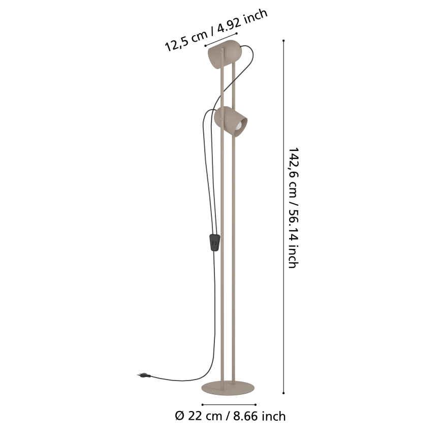 Eglo - Stojacia lampa 2xE14/8W/230V béžová