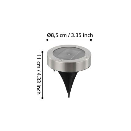 Eglo 48777 - LED solárne svietidlo so snímačom LED/0,07W/1,2V 200 mAh matný chróm