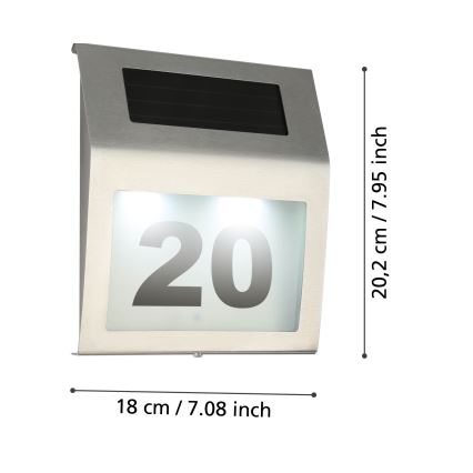 Eglo 48875 - LED Solárne domové číslo LED/1,2W/1,2V 300 mAh IP44 matný chróm