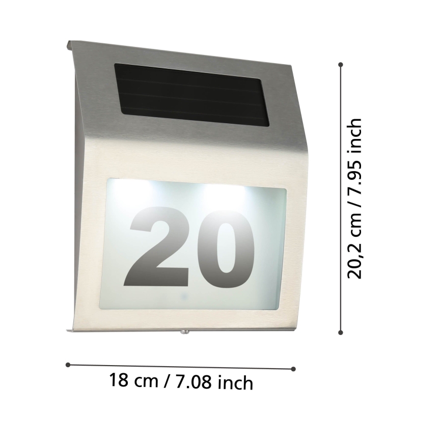 Eglo 48875 - LED Solárne domové číslo LED/1,2W/1,2V 300 mAh IP44 matný chróm