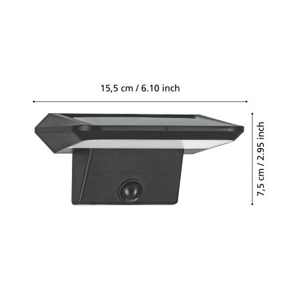 Eglo - LED Solárne nástenné svietidlo so senzorom LED/20W/3,7V 2000 mAh IP44