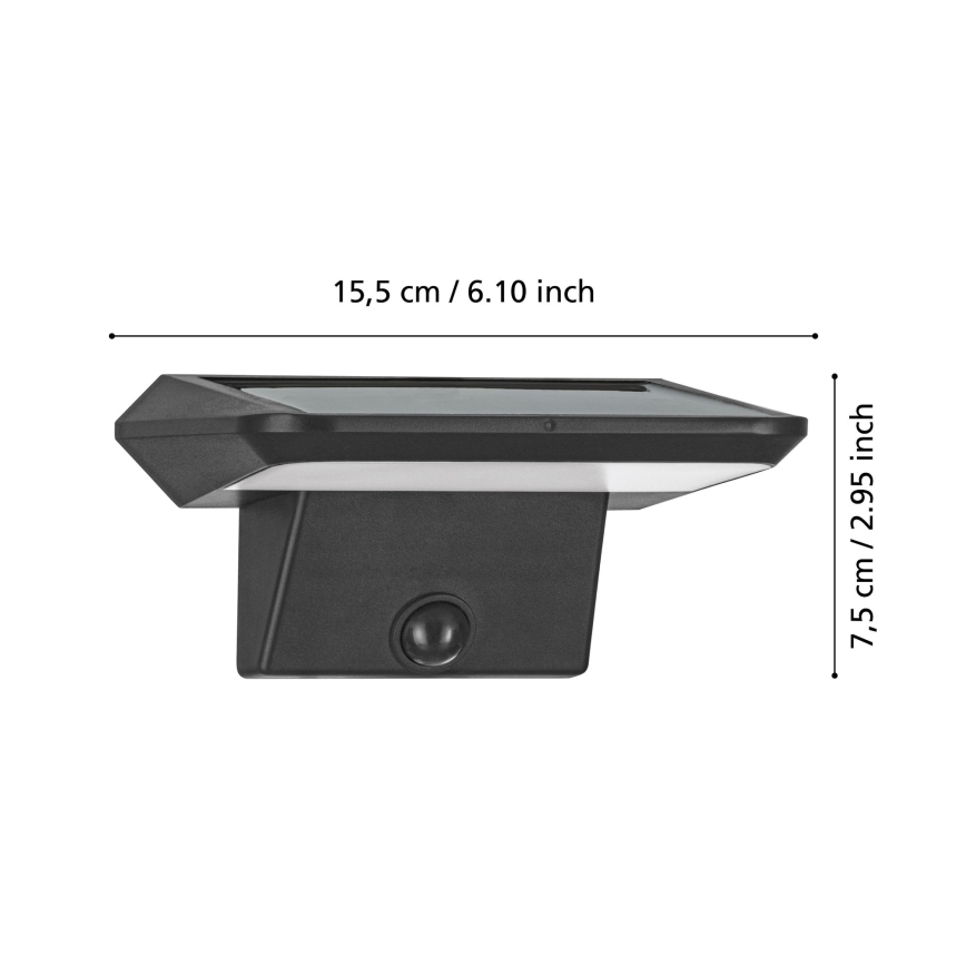 Eglo - LED Solárne nástenné svietidlo so senzorom LED/20W/3,7V 2000 mAh IP44