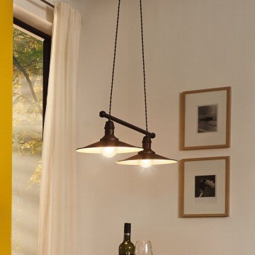 Eglo 49457 - Závesné svietidlo na lanku STOCKBURY 2xE27/60W/230V