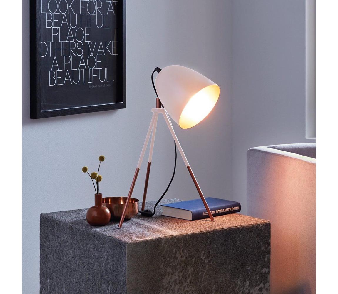 Eglo 49727 - Stolná lampa CHESTER 1xE27/60W/230V biela/medená 49727